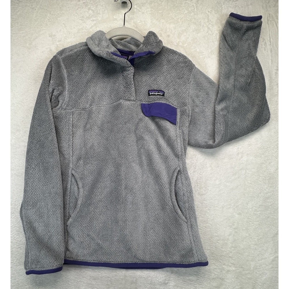 Patagonia Los Gatos 1/4 Snap Fleece Pullover Women's M Gray Purple Soft Cozy
